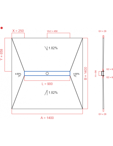 Showerlay Wiper 4 way 1400 x 1400 mm...