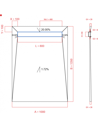 Showerlay Wiper 4 way 1000 x 1350 mm...