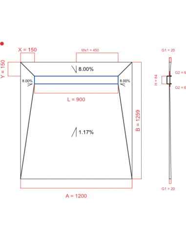 Showerlay Wiper 4 way 1200 x 1259 mm...
