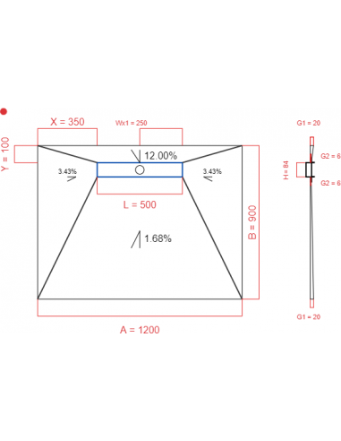 Showerlay Wiper 4 way 1200 x 900 mm...