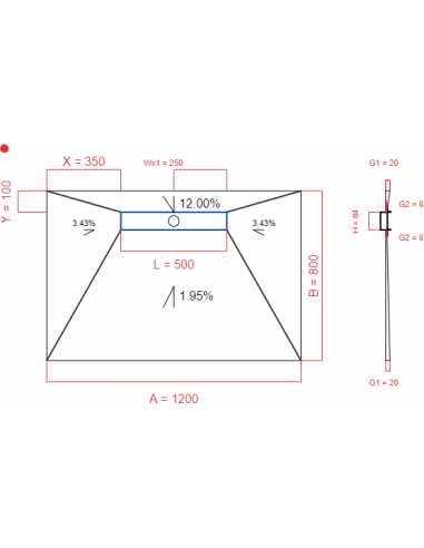 Showerlay Wiper 4 way 1200 x 800 mm...