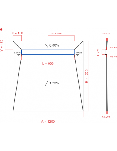 Laybase Wiper 4 way 1200 x 1200 mm...