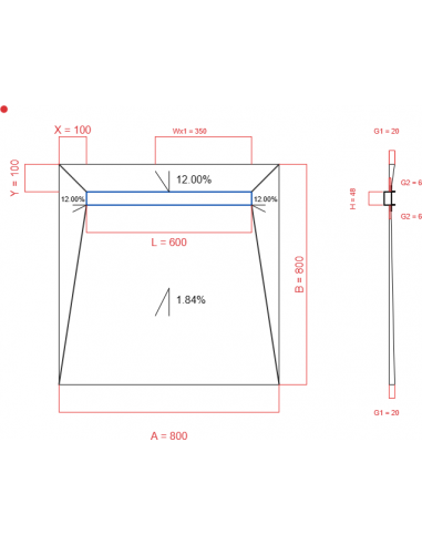 Showerlay Wiper 4 way 800 x 800 mm...