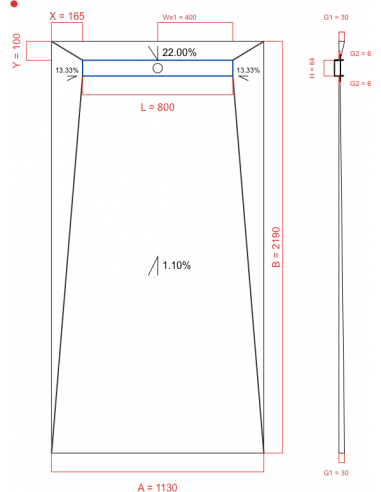 Showerlay Wiper 4 way 1130 x 2190 mm...