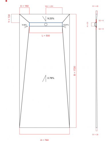 Showerlay Wiper 4 way 760 x 1720 mm...