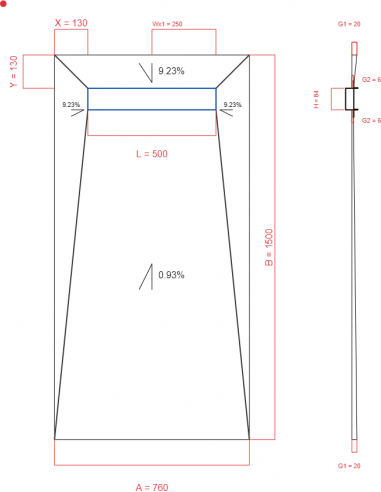 Showerlay Wiper 4 way 760 x 1500 mm...