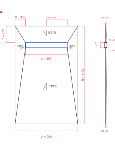 Showerlay Wiper 4 way 900 x 1400 mm...
