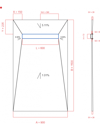 Showerlay Wiper 4 way 900 x 1500 mm...