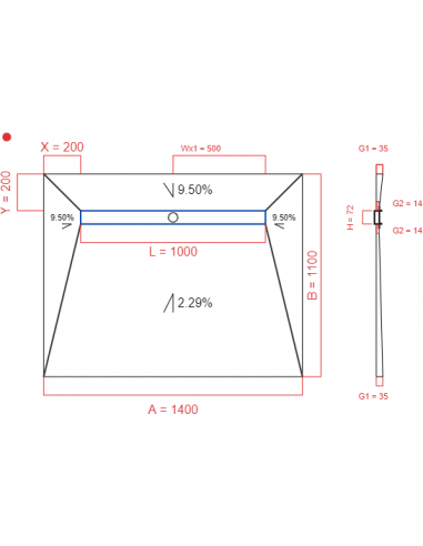 Showerlay Wiper 4 way 1400 x 1100 mm...