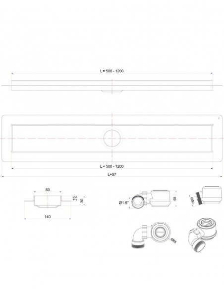 Technical Drawing For Linear Drain Wiper Premium