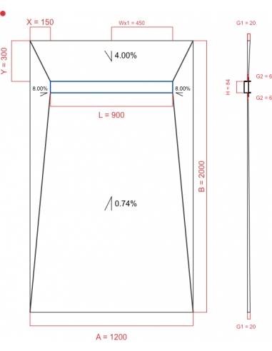 Showerbase Wiper 4 way 1200 x 2000 mm...