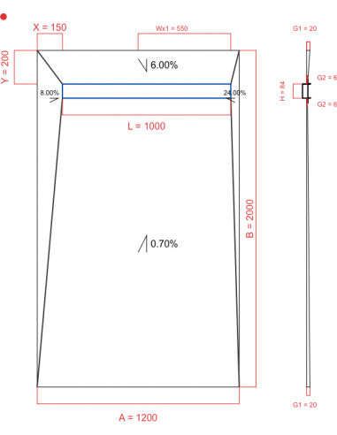 Showerbase Wiper 4 way 1200 x 2000 mm...