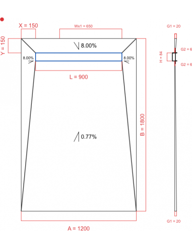 Showerlay Wiper 4 way 1200 x 1800 mm...