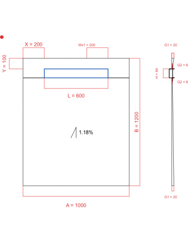 Showerlay Wiper 1 way 1000 x 1200 mm...