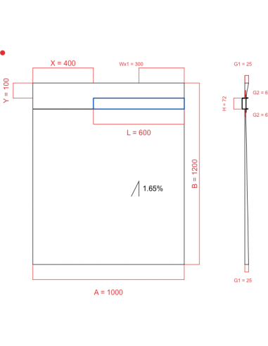 Showerlay Wiper 1 way 1000 x 1200 mm...