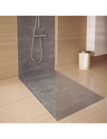 Example Of Finished Wet Room With The Drain Available Here - Classic Corner Installation ( Rectangle Wet Room )