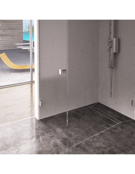 Example Of Finished Wet Room With The Drain Available Here - Screen Parallel To The Wall ( Rectangle Wet Room )