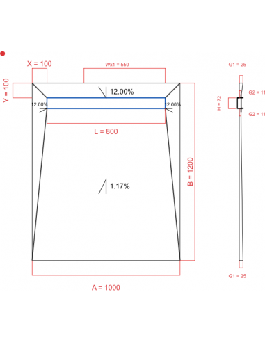 Showerlay Wiper 4 way 1000 x 1200 mm...