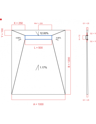 Showerlay Wiper 4 way 1000 x 1200 mm...