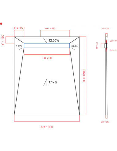 Showerlay Wiper 4 way 1000 x 1200 mm...