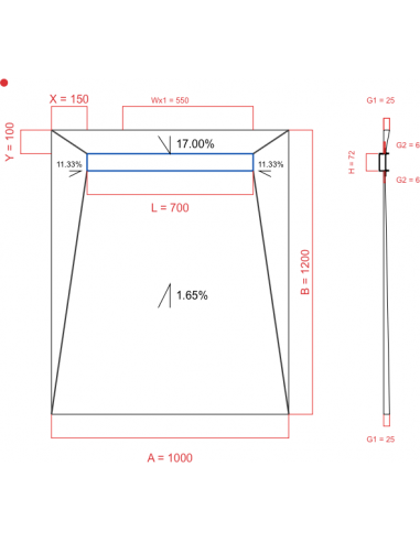 Showerlay Wiper 4 way 1000 x 1200 mm...