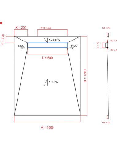 Showerlay Wiper 4 way 1000 x 1200 mm...