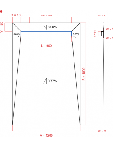 Showerlay Wiper 4 way 1200 x 1800 mm...