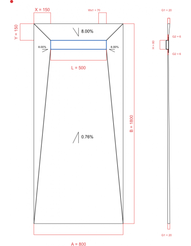 Showerlay Wiper 4 way 800 x 1800 mm...
