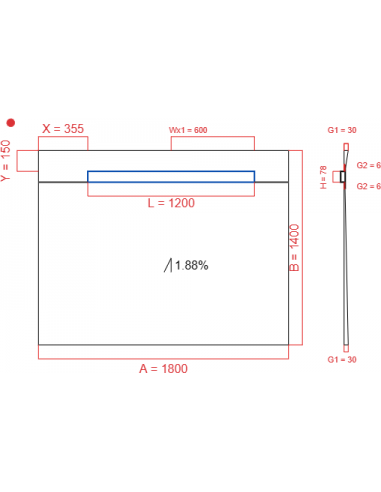 Showerlay Wiper 1 way 1800 x 1400 mm...