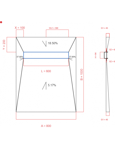Showerlay Wiper 4 way 800 x 1000 mm...