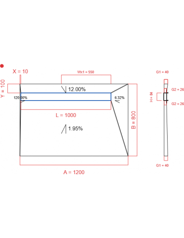 Showerlay Wiper 4 way 1200 x 800 mm...