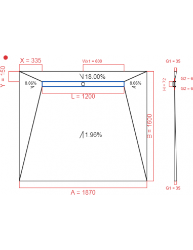Showerlay Wiper 4 way 1870 x 1600 mm...
