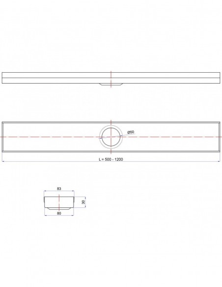 Technical Drawing For Linear Drain Wiper Classic