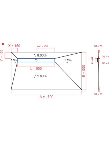 Showerlay Wiper 4 way 1700 x 900 mm...