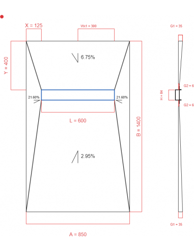 Showerlay Wiper 4 way 850 x 1400 mm...