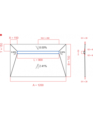 Showerbase Wiper 4 way 1200 x 700 mm...