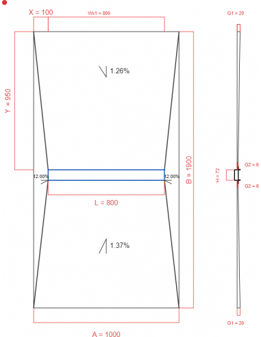 Showerbase Wiper 4 way 1000 x 1900 mm...
