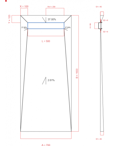 Showerlay Wiper 4 way 700 x 1600 mm...