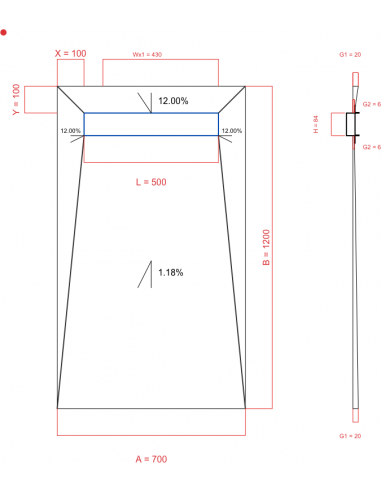 Showerlay Wiper 4 way 700 x 1200 mm...