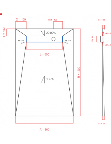 Showerlay Wiper 4 way 800 x 1200 mm...