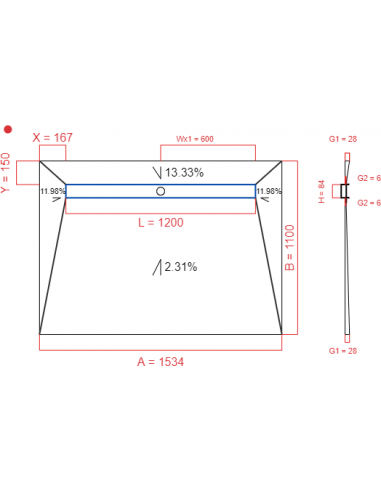 Showerlay Wiper 4 way 1534 x 1100 mm...