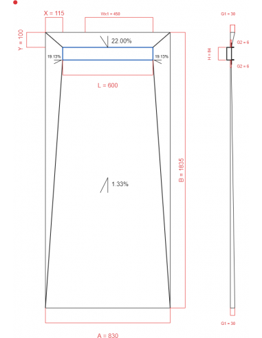 Showerlay Wiper 4 way 830 x 1835 mm...