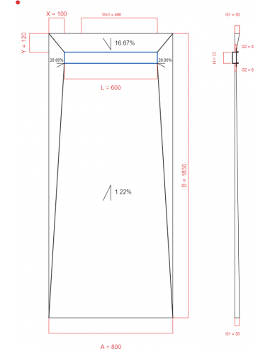 Showerbase Wiper 4 way 800 x 1830 mm...