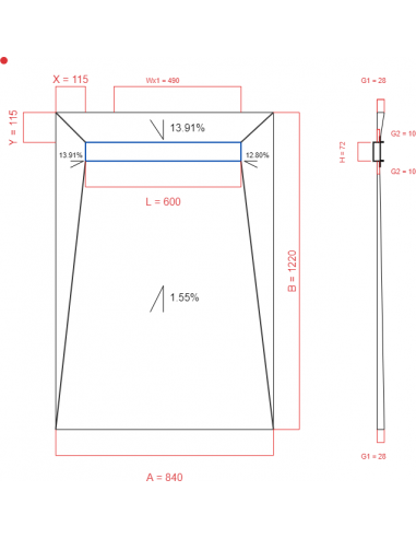 Showerlay Wiper 4 way 840 x 1220 mm...