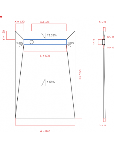 Showerlay Wiper 4 way 840 x 1220 mm...