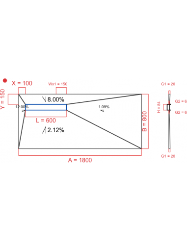 Showerlay Wiper 4 way 1800 x 800 mm...