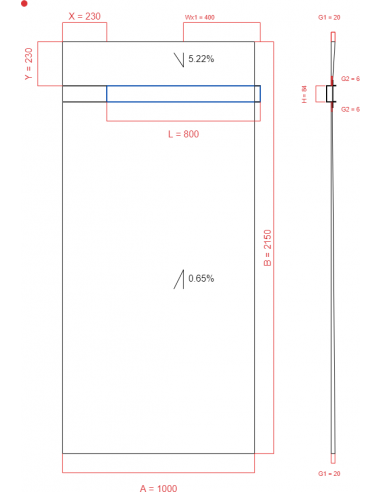 Showerlay Wiper 2 way 1000 x 2150 mm...