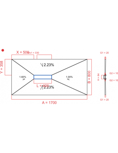 Showerlay Wiper 4 way 1700 x 800 mm...