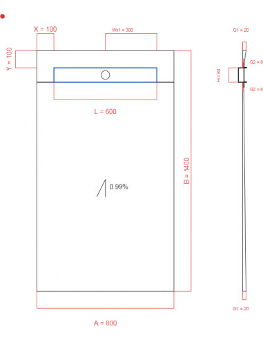 Showerlay Wiper 1 way 800 x 1400 mm...