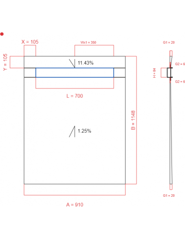 Showerlay Wiper 2 way 910 x 1148 mm...
